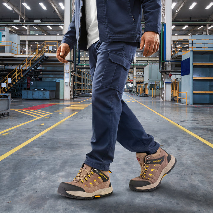 Shelter SH307 Industrial Safety Shoes with Steel Toe and Cow Split Leather