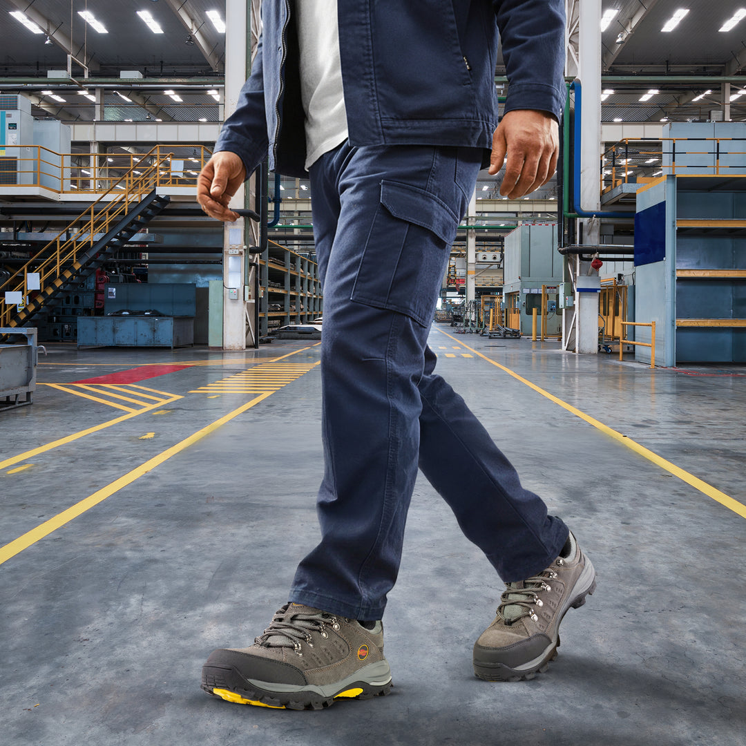 Shelter SH303 Industrial Safety Shoes for Men Steel Toe Work Shoes with Cow Split Leather, Breathable Mesh Lining & Slip-Resistant Sole