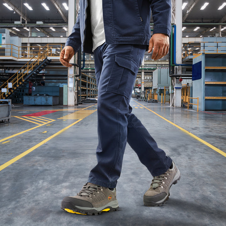 Shelter SH303 Industrial Safety Shoes for Men Steel Toe Work Shoes with Cow Split Leather, Breathable Mesh Lining & Slip-Resistant Sole