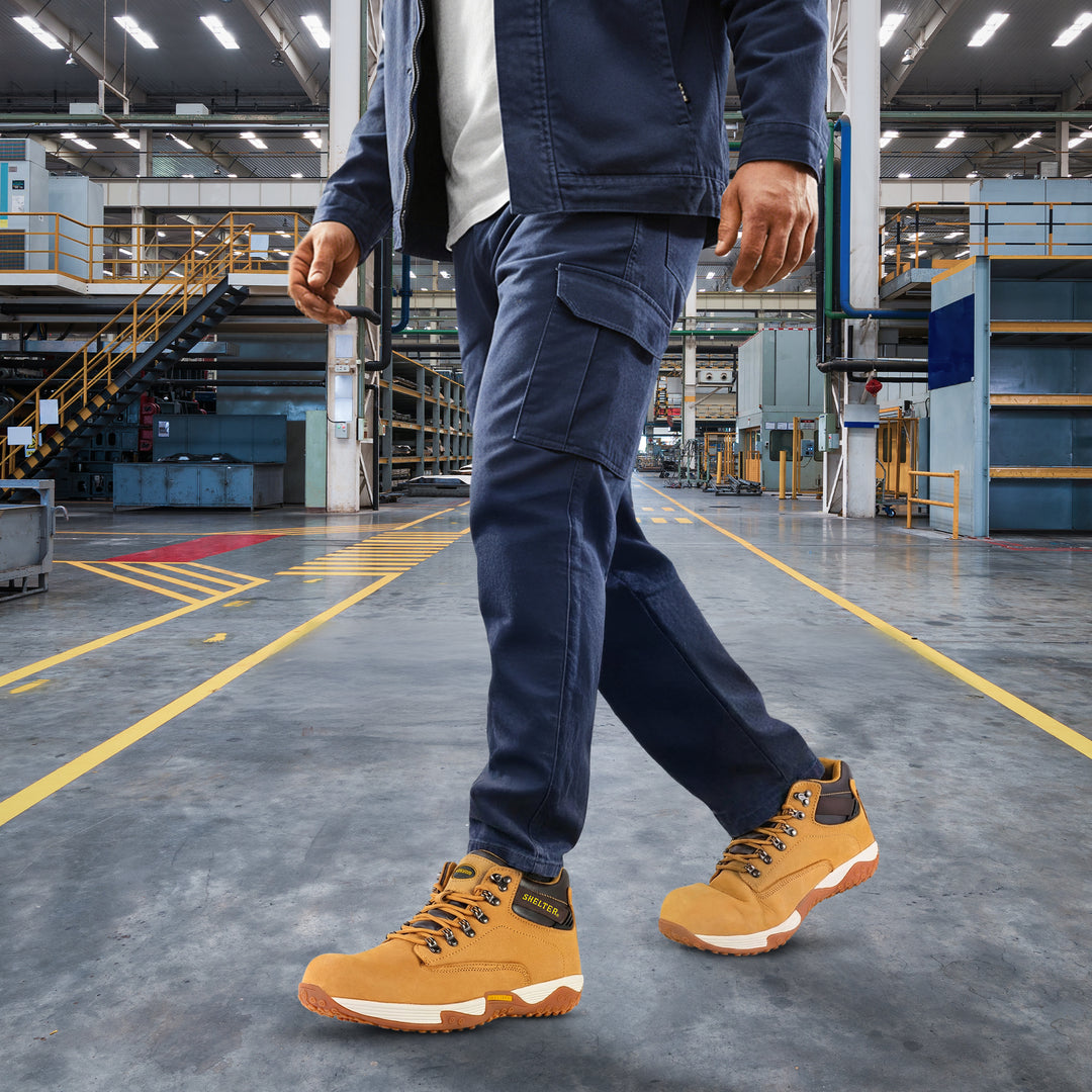 Shelter SH917 Industrial Safety Shoes for Men with Composite Toe, Durable Nubuck Upper, Slip-Resistant Sole & Breathable Lining