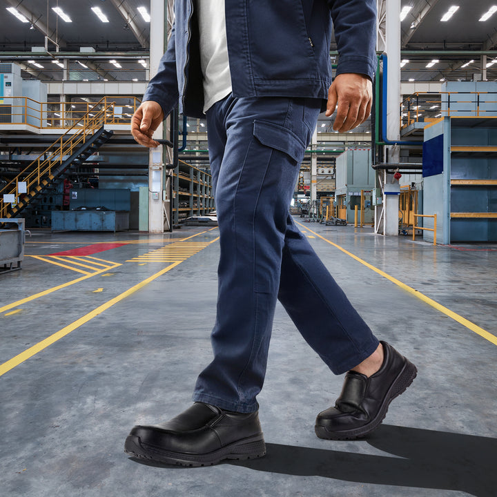 FIT 008 Safety Shoes for Men Lightweight Comfortable Office & Work Shoes with Microfiber Upper, Breathable Mesh Lining & Slip Resistant Sole - Black