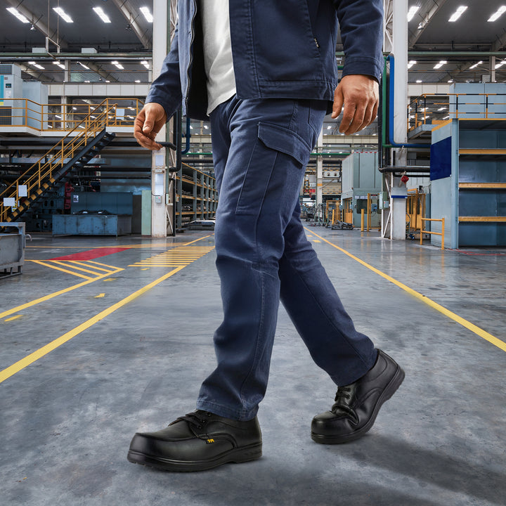 FIT Classic Safety Shoes for Men Lightweight Comfortable Office & Work Shoes with Microfiber Upper, Breathable Mesh Lining & Slip Resistant Sole - Black