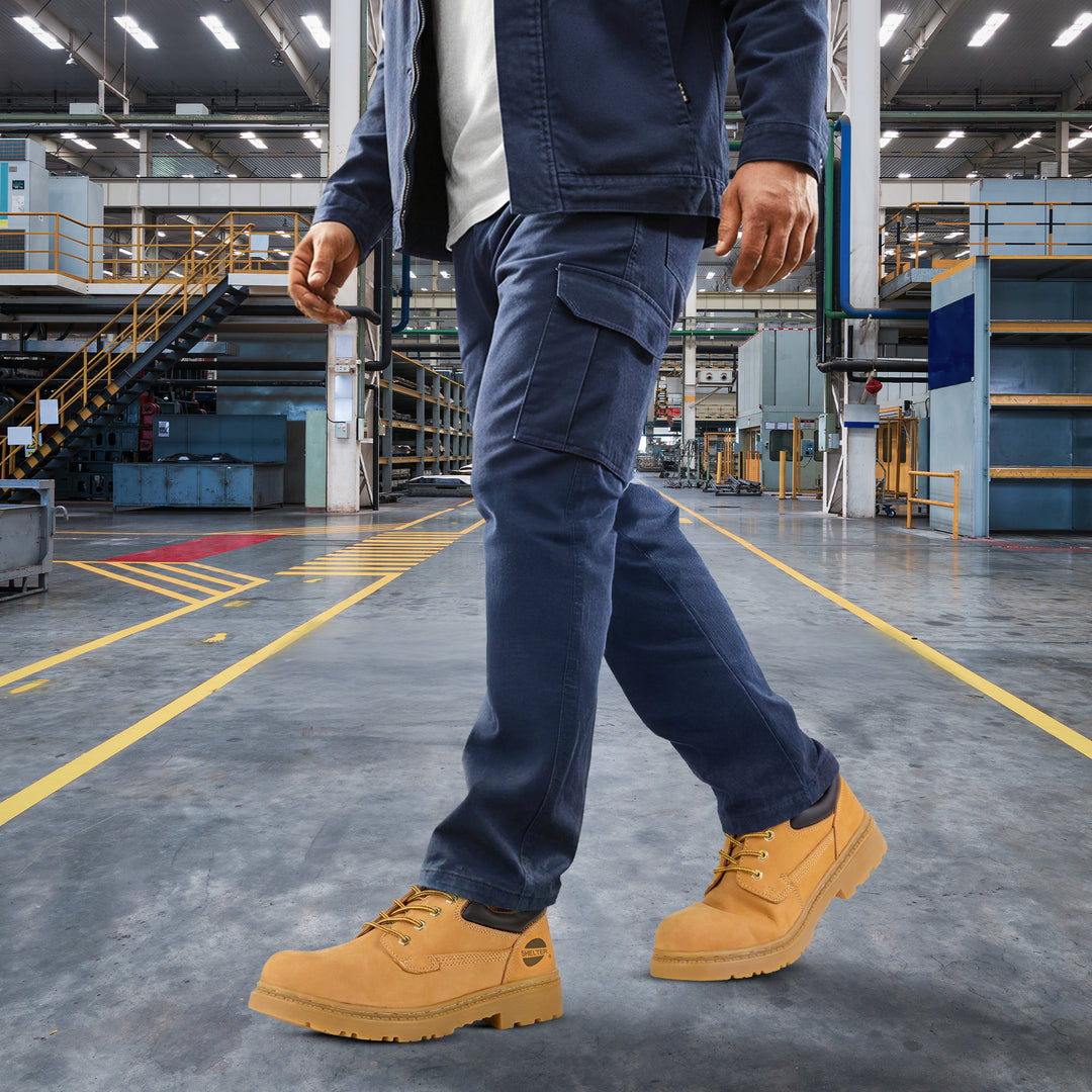 Shelter SH591 Safety Shoes Tan Nubuck Upper with Steel Toe and Slip-Resistant Rubber Sole