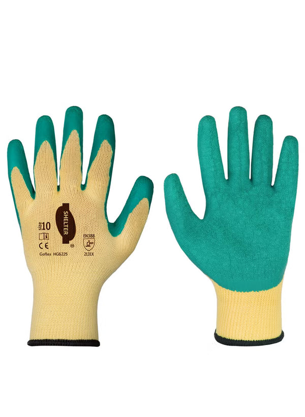 Shelter Goflex HG5225 Knitted Gloves with Green Latex Coating