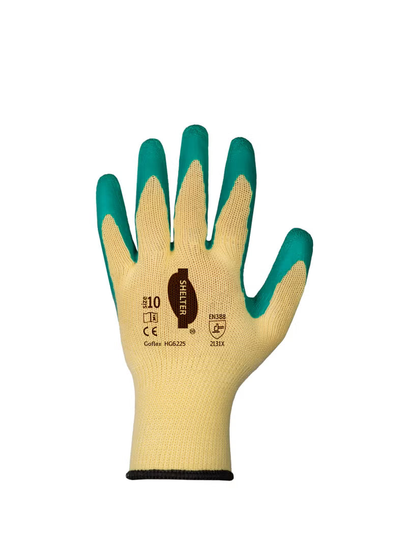 Shelter Goflex HG5225 Knitted Gloves with Green Latex Coating