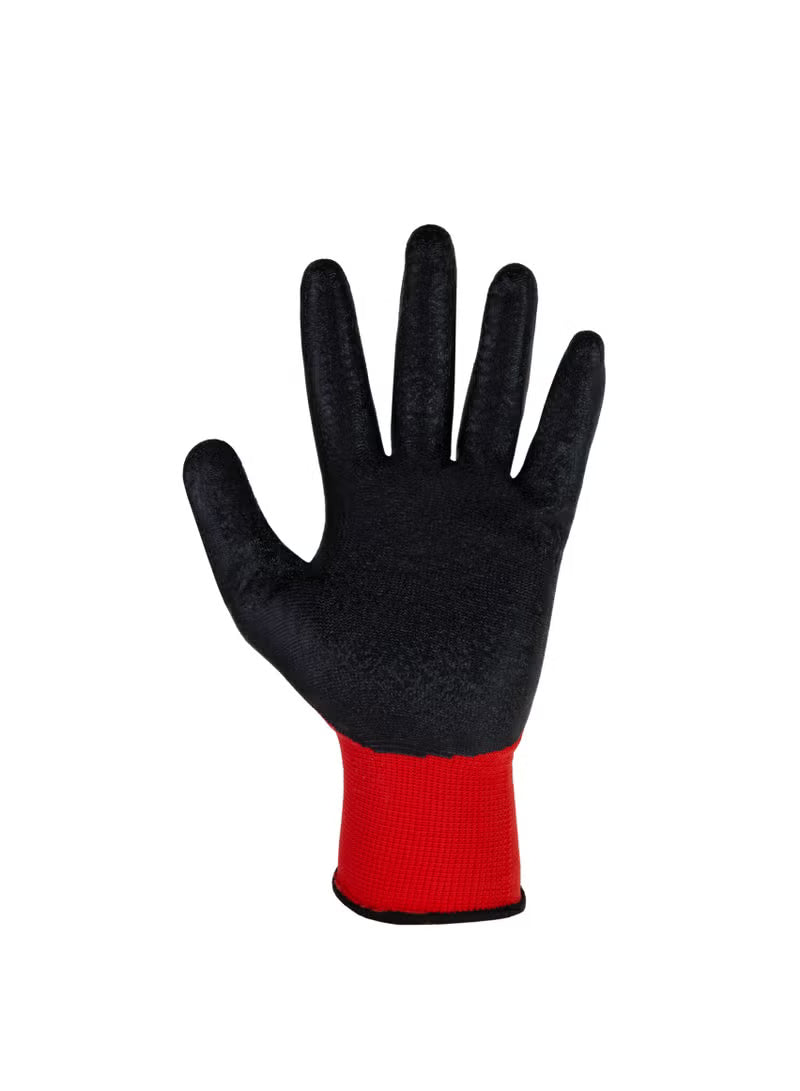 Shelter Grip HG5325 Red Polyester Liner with Black Wrinkle Latex Coated Gloves