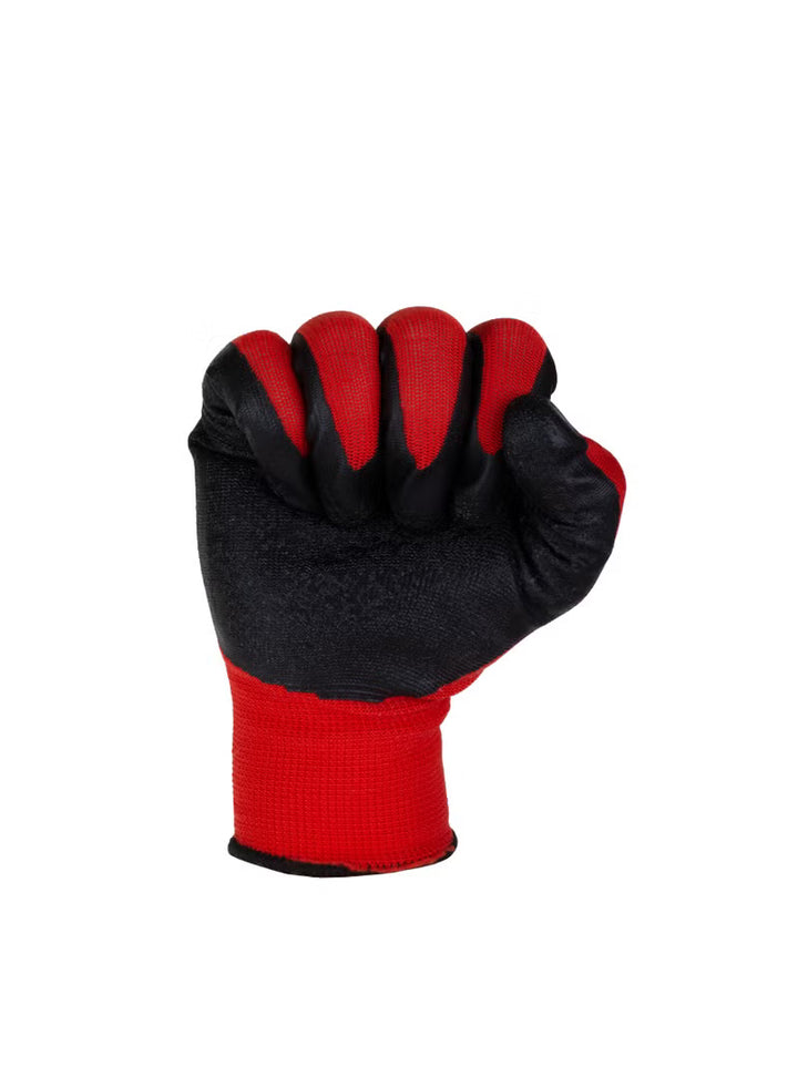Shelter Grip HG5325 Red Polyester Liner with Black Wrinkle Latex Coated Gloves